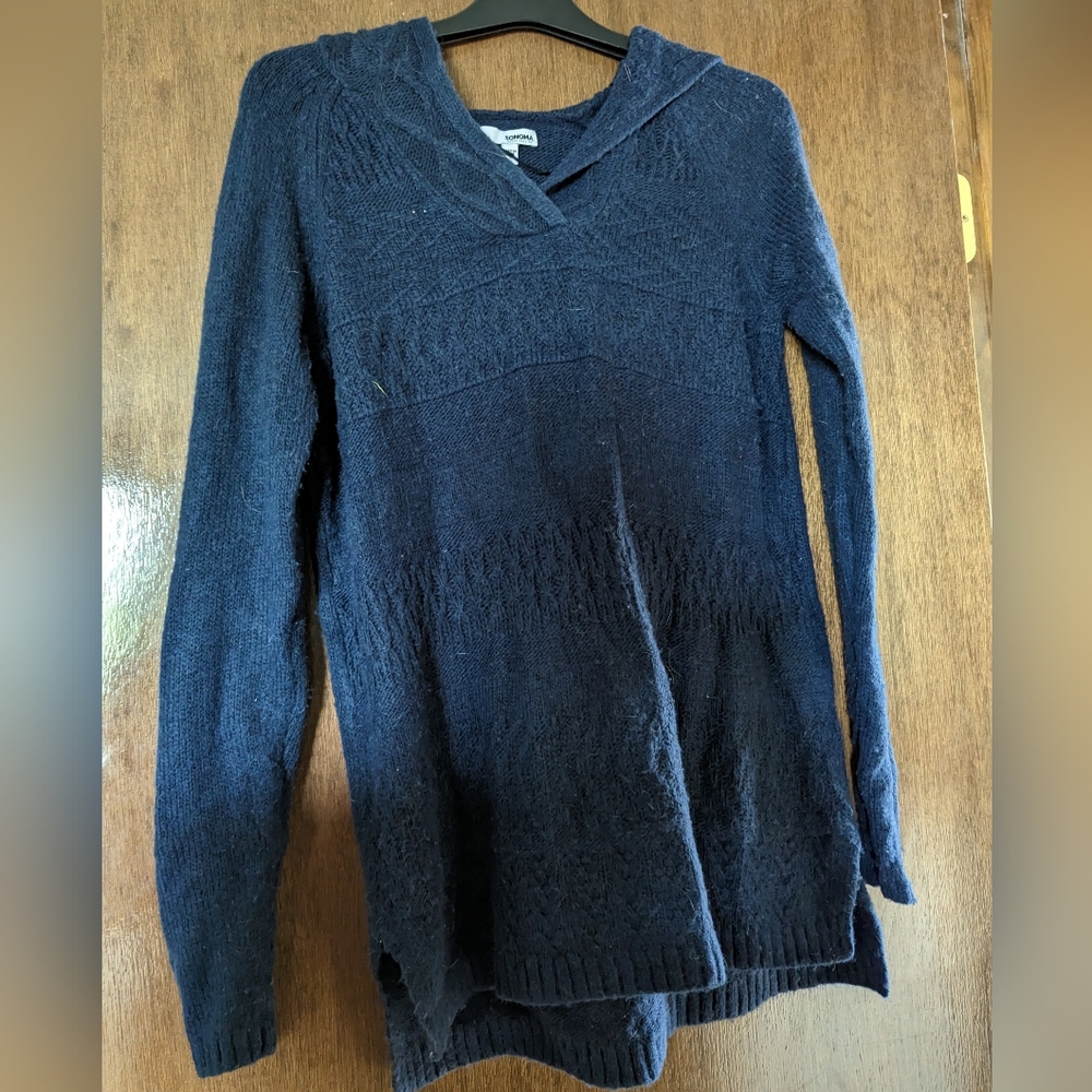 Navy Blue Hooded Sweater